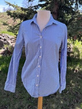 J. Crew Blue and White Striped Shirt